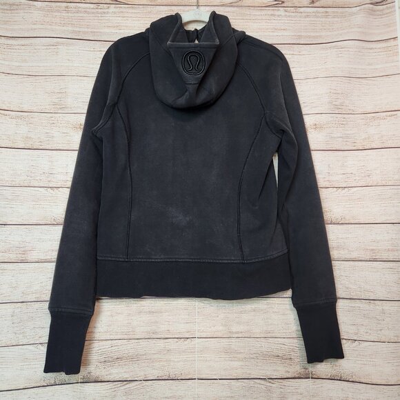 Lululemon Special Edition Scuba Hoodie Logo Size 10 Black Thumb Holes Rare Logo - Picture 12 of 16